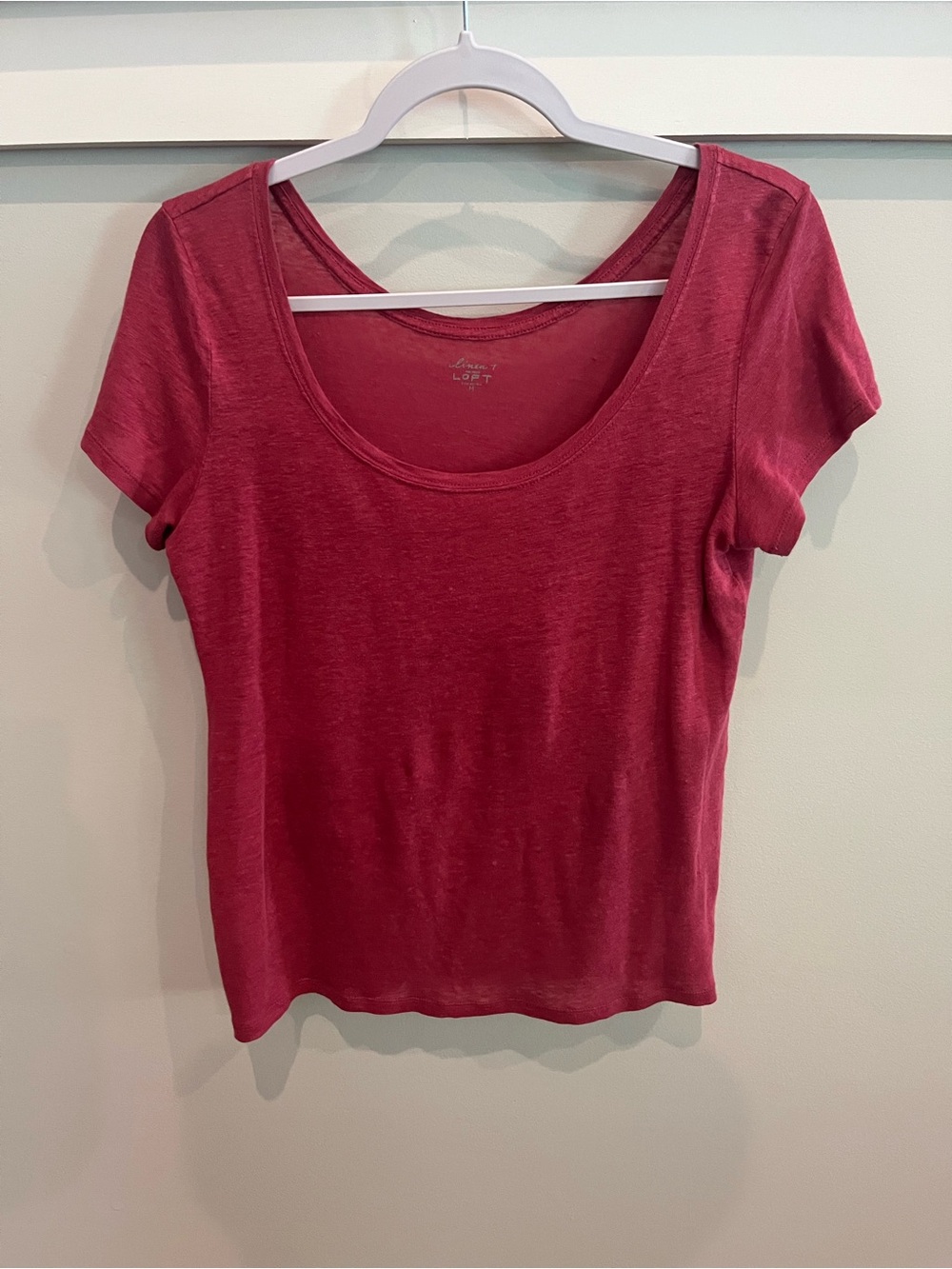 LOFT Scoop Neck Short Sleeve Tee - Raspberry